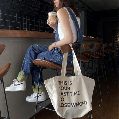 Großkapazität Canvas Shopping Crossbody Tasche mit Zeichentrickmuster und Reißverschluss