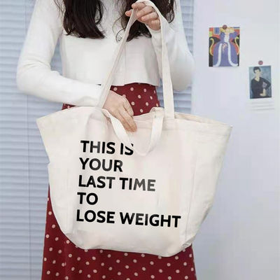 Großkapazität Canvas Shopping Crossbody Tasche mit Zeichentrickmuster und Reißverschluss
