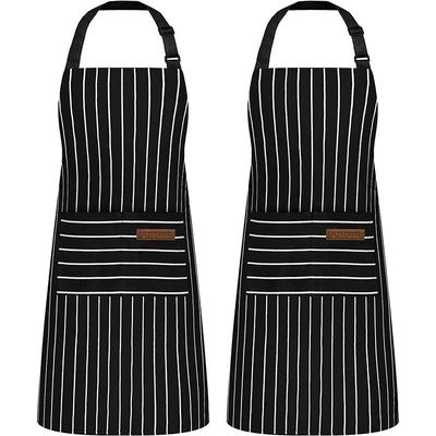 Restaurant Bar Unisex Küche Streifen Schürze mit 2 Taschen und Advanced Embossed Design