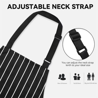 Restaurant Bar Unisex Küche Streifen Schürze mit 2 Taschen und Advanced Embossed Design