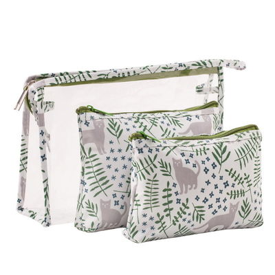 Akzeptable OEM/ODM Modische PVC-Drei-Stücke-transparente Lagertasche für Toilettenartikel