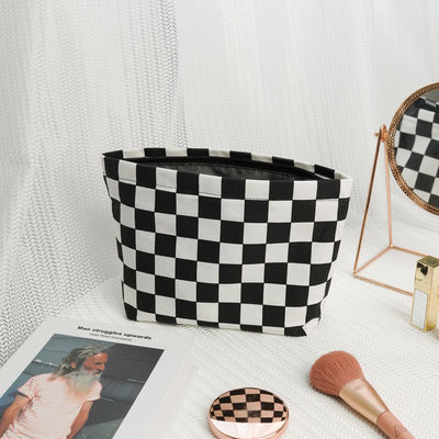 Modische, tragbare Waschtasche, benutzerdefinierte, schwarz-weiße Schachbrett-Kosmetikbürste