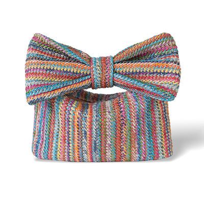 Einkaufstüte für Frauen Bogen Stroh gewebter Strand Raffia Kupplung Handtasche Casual Tote