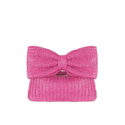 Einkaufstüte für Frauen Bogen Stroh gewebter Strand Raffia Kupplung Handtasche Casual Tote