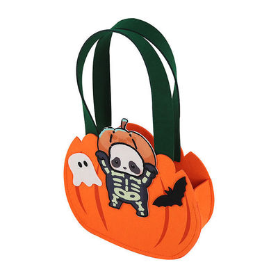 Kürbisschale aus Filz zum Sammeln von Süßigkeiten oder Spielzeugen bei der Halloween-Feier