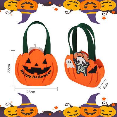 Kürbisschale aus Filz zum Sammeln von Süßigkeiten oder Spielzeugen bei der Halloween-Feier