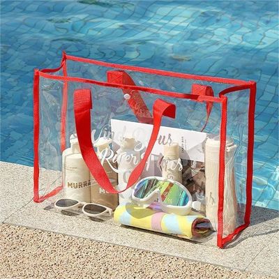 Dicke Baumwollhandfläche, passgenaue, transparente rosa PVC-Tote-Tasche für modische Einkäufe