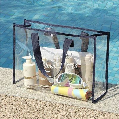 Dicke Baumwollhandfläche, passgenaue, transparente rosa PVC-Tote-Tasche für modische Einkäufe