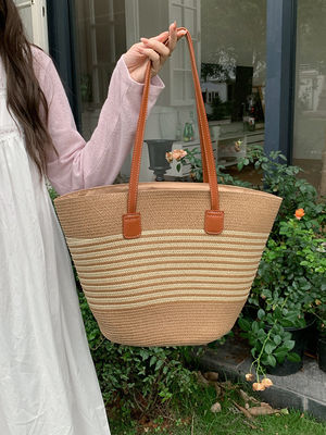 Neueste Mode Mexiko Französisch Basket Stroh Weave Beach Taschen 2024 Tote Tasche für Frauen