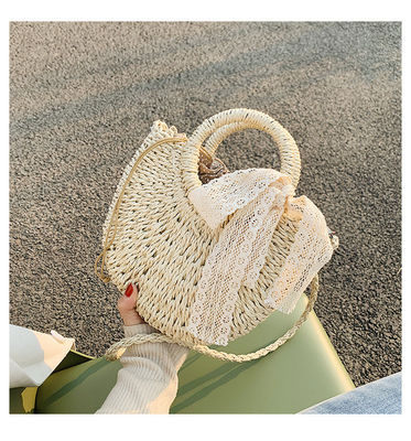 Öffnen Sie Schließung angepasste Tote-Tasche für den Sommer Strand Rattan Schulterkorb Strohbeutel