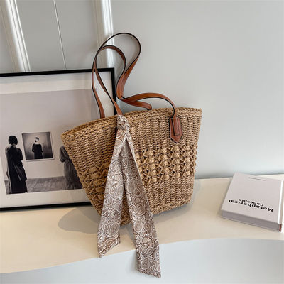 2024 Fashion Frauen Strohstrandtasche kundenspezifische Tote-Tasche mit Strohmaterial