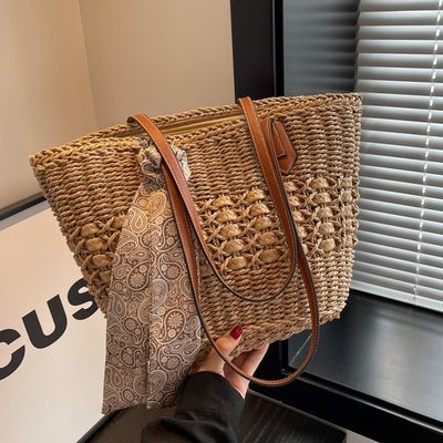 2024 Fashion Frauen Strohstrandtasche kundenspezifische Tote-Tasche mit Strohmaterial