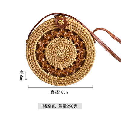 Unisex rundes Strohstrand Vintage handgewebter Kreis Urlaub Portable Schultertasche
