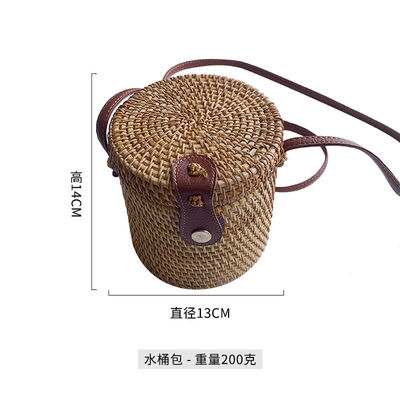 Unisex rundes Strohstrand Vintage handgewebter Kreis Urlaub Portable Schultertasche