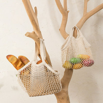 Langgriffige Tasche für den Einkauf von Obst und Gemüse aus wiederverwendbarer Bio-Baumwolle