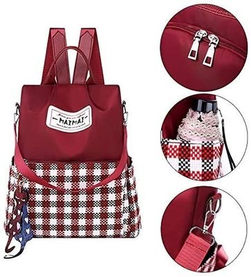 Innere Schlitze Tasche Frauen Oxford Plaid Rucksack Handtasche für Anti-Diebstahl Reiseschule