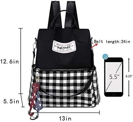 Innere Schlitze Tasche Frauen Oxford Plaid Rucksack Handtasche für Anti-Diebstahl Reiseschule