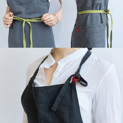 Neueste Modische Unisex Custom Baumwolle Bettwäsche Kreuz Rücken verstellbare Bib Schürze mit Taschen
