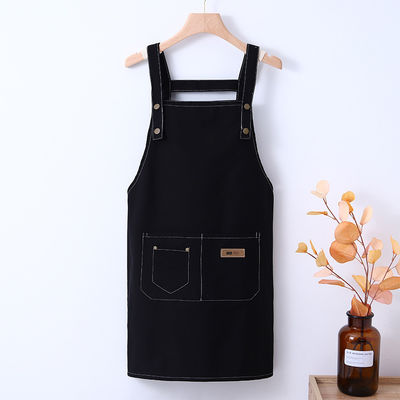 Seidenbildschirm gedruckt Custom Logo verstellbar Bib Leinwand Chef Schürze für Frauen Kochen