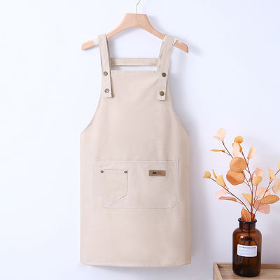 Seidenbildschirm gedruckt Custom Logo verstellbar Bib Leinwand Chef Schürze für Frauen Kochen