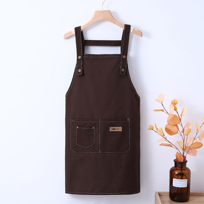 Seidenbildschirm gedruckt Custom Logo verstellbar Bib Leinwand Chef Schürze für Frauen Kochen