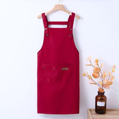 Seidenbildschirm gedruckt Custom Logo verstellbar Bib Leinwand Chef Schürze für Frauen Kochen