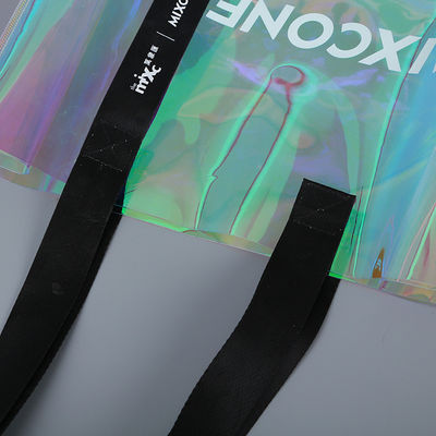 Alle Jahreszeiten Custom Logo Wasserdicht Holographischer Laser Irisescent PVC Geschenk Shopping Schulter Tote Tasche