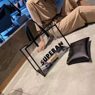 Logo Customized Logo Fashion PVC-Tote-Einkaufstasche für transparente Produktverpackungen