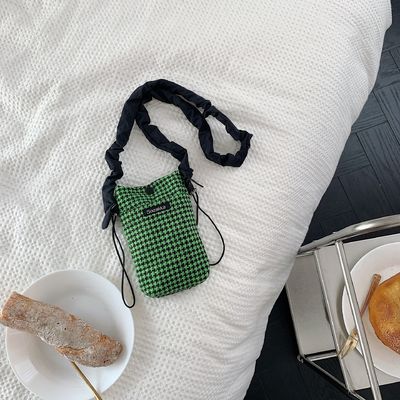OEM/ODM Akzeptabel Kleine Quadratgitter Mini-Handys Crossbody-Tasche in Leinwand