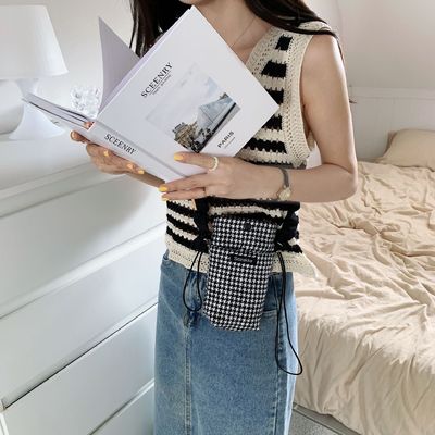 OEM/ODM Akzeptabel Kleine Quadratgitter Mini-Handys Crossbody-Tasche in Leinwand