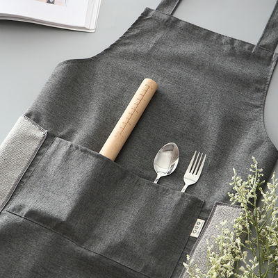 Neueste modische Schürze zum Kochen und Gartenarbeiten aus reinem schwarzem Baumwollpolyester