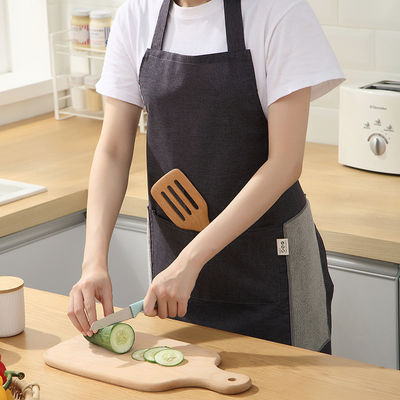 Neueste modische Schürze zum Kochen und Gartenarbeiten aus reinem schwarzem Baumwollpolyester