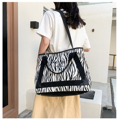 Custom Logo Reise Polyester Frauen Schulter Leinwand Strandtasche für Shopping und Freizeit
