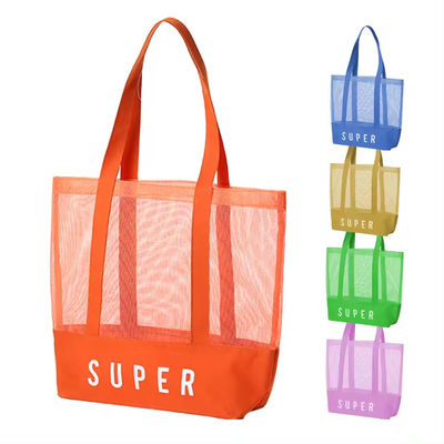 Polyester Hauptmaterial Custom Ultraleicht Großes Personalisiertes Strandnetz Tote Tasche