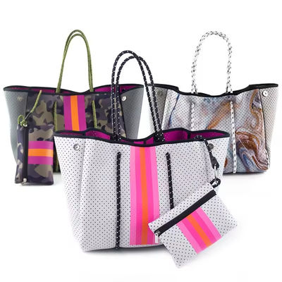 Benutzerdefiniertes Logo Akzeptiert Neopren-Strandtasche Handtasche für Frauen Perforationsdesign