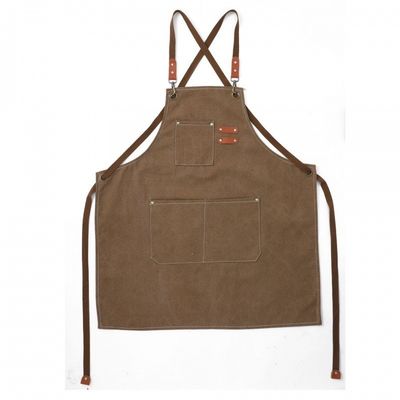 Tägliches Leben Koch Arbeit und Gebrauchsvorhang Custom Logo Baumwolle Leinwand Werkzeug Vorhang mit Taschen