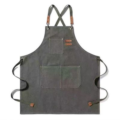 Tägliches Leben Koch Arbeit und Gebrauchsvorhang Custom Logo Baumwolle Leinwand Werkzeug Vorhang mit Taschen