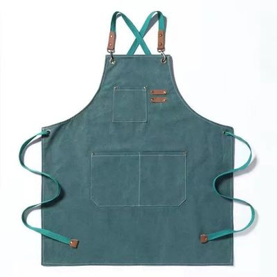 Tägliches Leben Koch Arbeit und Gebrauchsvorhang Custom Logo Baumwolle Leinwand Werkzeug Vorhang mit Taschen