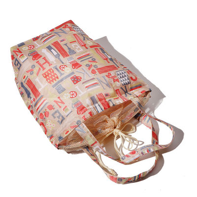 Custom Logo Akzeptiert Polyester Patchwork Mesh Drawstring Taschen für Make-up Kosmetische Bedürfnisse
