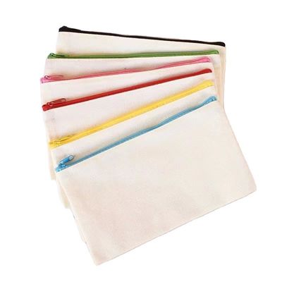 Custom Logo Printed Canvas Zipper Weiße Make-up-Tasche für Reisen und Kosmetik