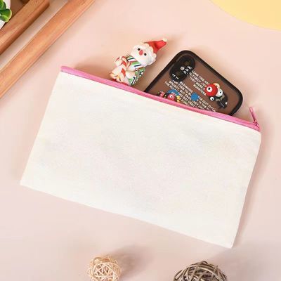 Custom Logo Printed Canvas Zipper Weiße Make-up-Tasche für Reisen und Kosmetik