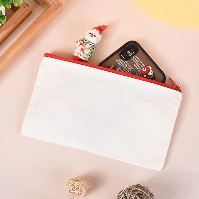 Custom Logo Printed Canvas Zipper Weiße Make-up-Tasche für Reisen und Kosmetik