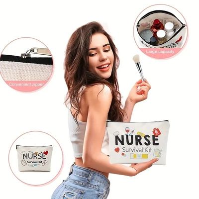 Custom Logo gedruckte Lagertasche Toilettenartikel Reise Make-up Tasche wiederverwendbare Leinwand Jute Baumwolle Kosmetiktasche