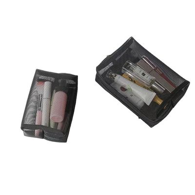 Schwarze Maschenbeutel Nachgefertigte langlebige Make-up- und Reisetaschen mit Maschenverschlussbeutel