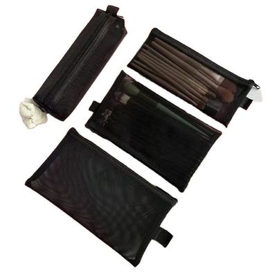 Schwarze Maschenbeutel Nachgefertigte langlebige Make-up- und Reisetaschen mit Maschenverschlussbeutel
