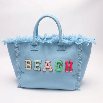 Neueste Modische Keymay Tassel Fringe Große Leinwand-Tote-Tasche mit zwei Griffen/Gürteln