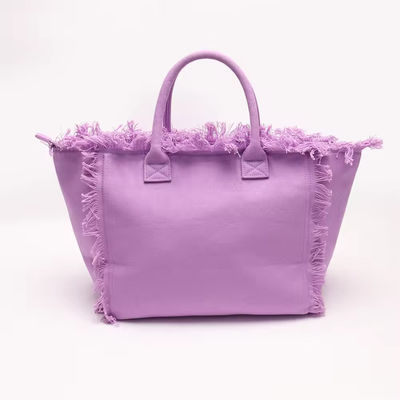 Neueste Modische Keymay Tassel Fringe Große Leinwand-Tote-Tasche mit zwei Griffen/Gürteln