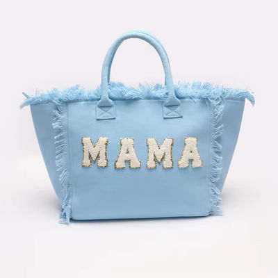 Neueste Modische Keymay Tassel Fringe Große Leinwand-Tote-Tasche mit zwei Griffen/Gürteln