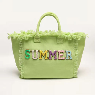 Neueste Modische Keymay Tassel Fringe Große Leinwand-Tote-Tasche mit zwei Griffen/Gürteln