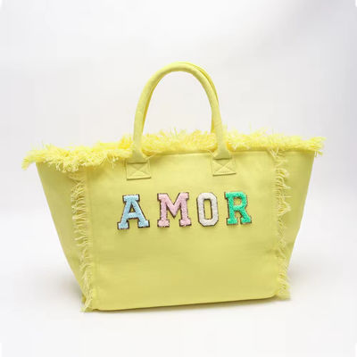 Neueste Modische Keymay Tassel Fringe Große Leinwand-Tote-Tasche mit zwei Griffen/Gürteln